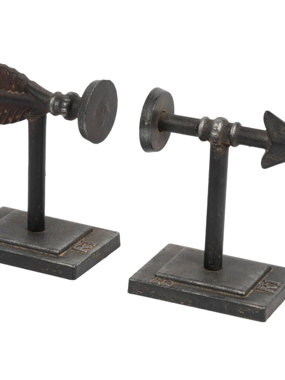 Decorative Cast Metal Arrow Bookends, Bronze Finish